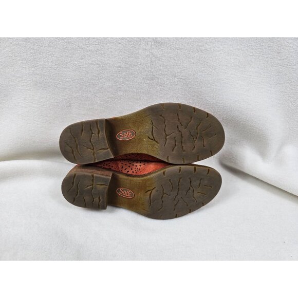 Sofft Barrosa Sunset Orange Suede Leather Ankle Boots Size 6 - Picture 5 of 6